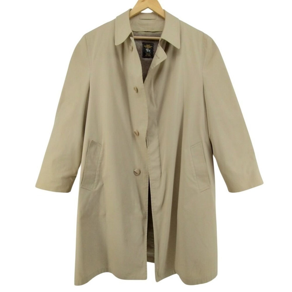 Hart Schaffner Marx Mens Trench Coat Tan 46L Removable Lining Rain Overcoat‎